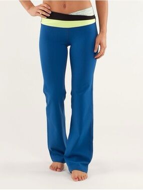 Blue Women's Yoga Pants with Contrast Waistband LULULEMON
